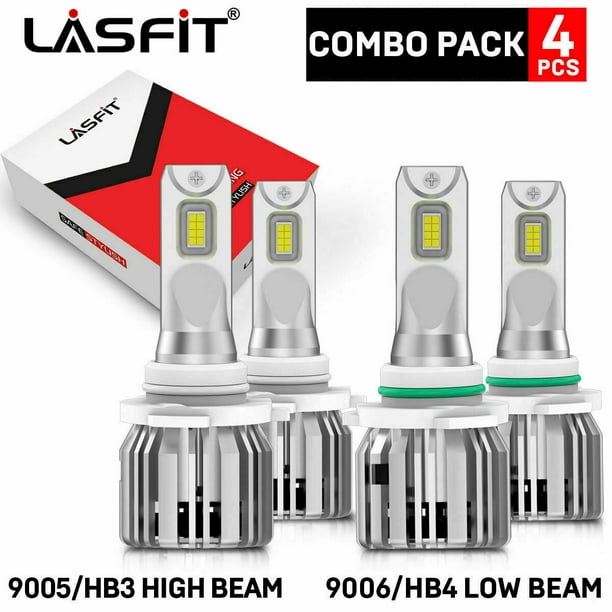 LASFIT LED Headlight Bulbs 9005 9006 High Low Beam Kit 6000LM Super Bright White